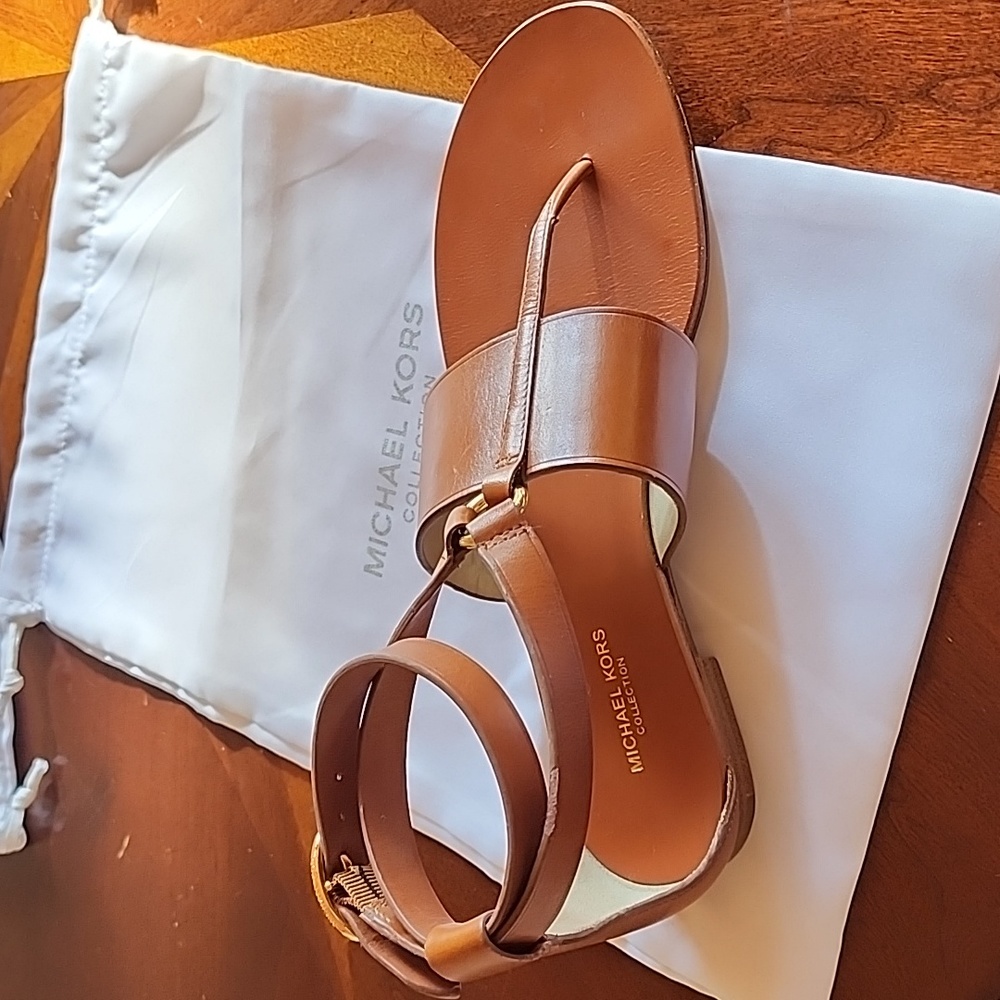 Michael Kors Collection Sandals Genuine Leather Brown Color Designer Shoes